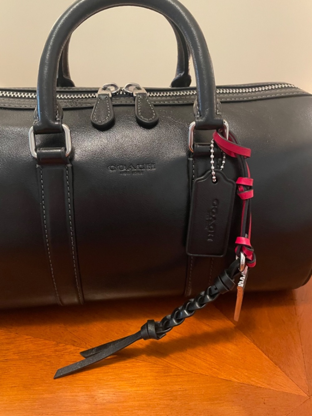 COACH Black Shiny Smooth Calf Leather Satchel With Charms - NWT - Picture 2 of 16